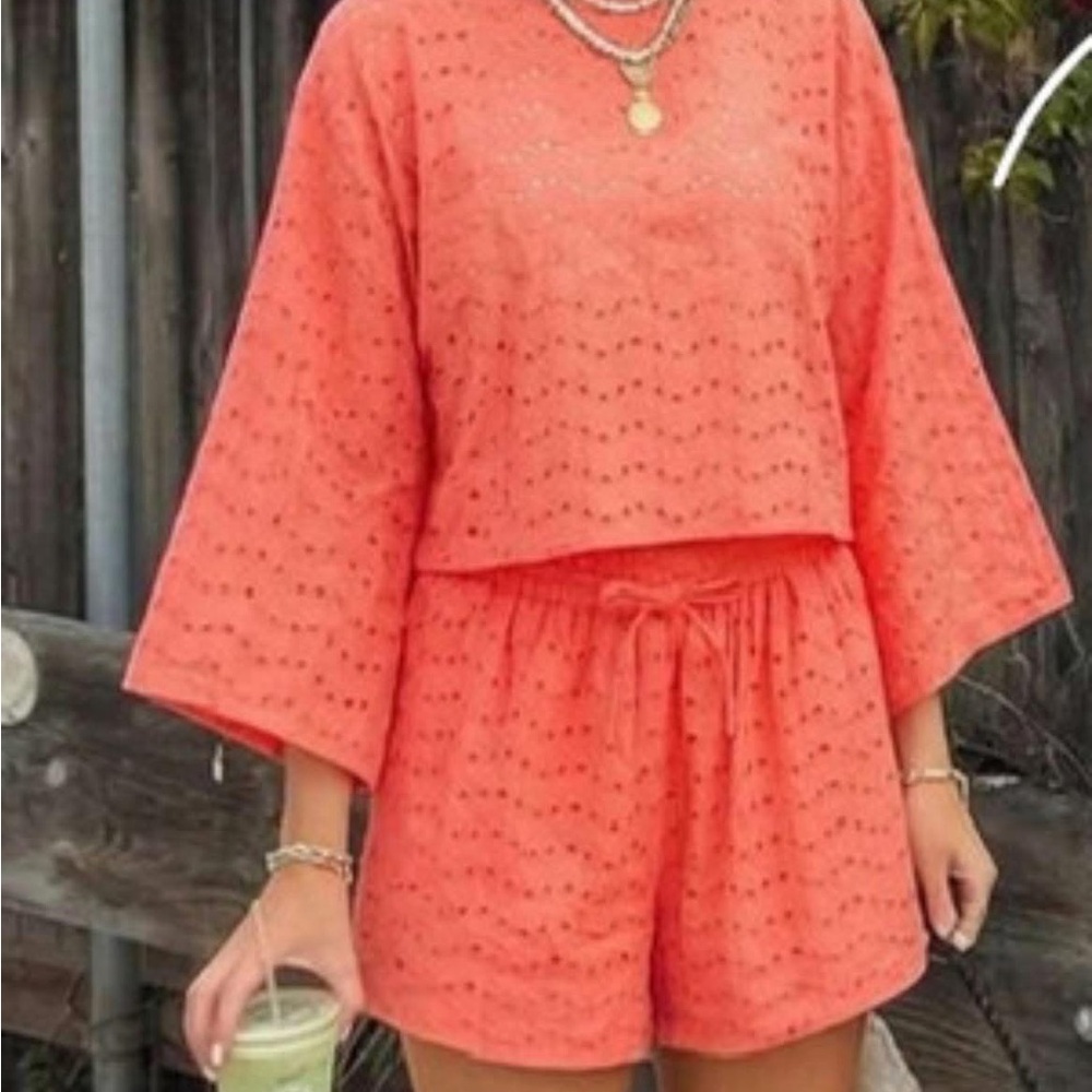 HYFVE Coral Eyelet Lounge Shorts Set